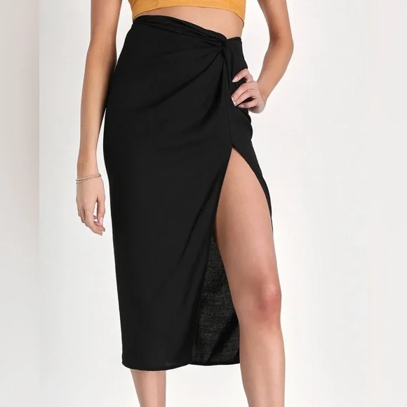 NEW with tags (NWT) Black High-Slit Midi Skirt - Picture 1 of 8